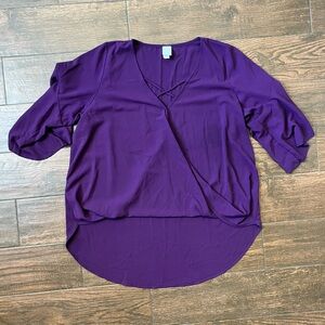 Purple layered long length mid sleeve blouse